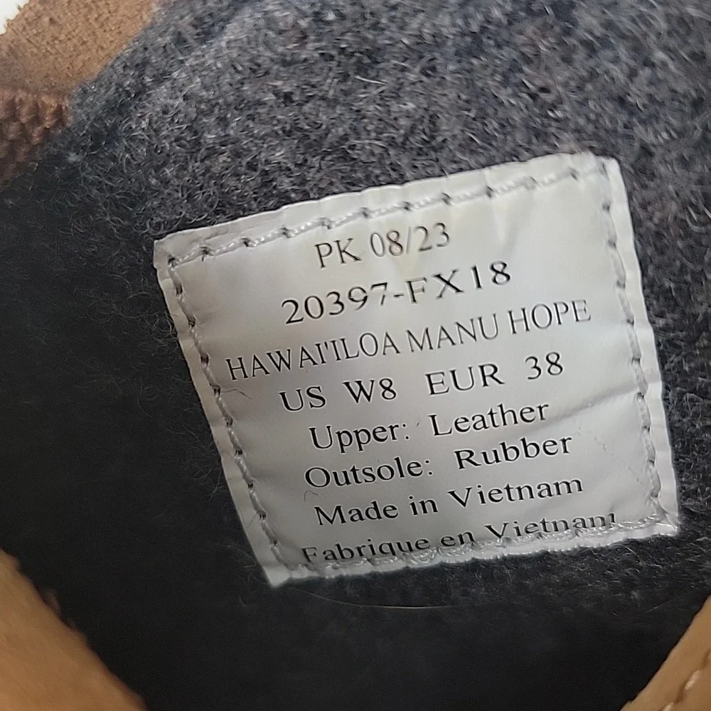 OLUKAI Hawai‘iloa Manu Hope Fox Nubuck Leather Slip On Boho Ankle Bootie Boots 8